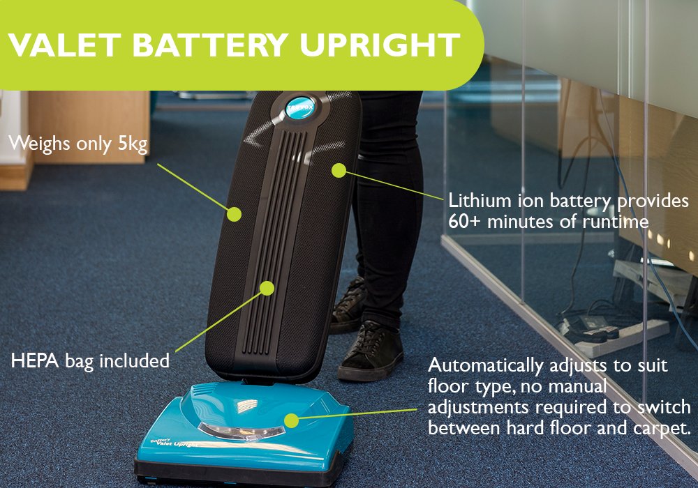 VALET UPRIGHT BATTERY VACUUM CLEANER - Ruck Engineering